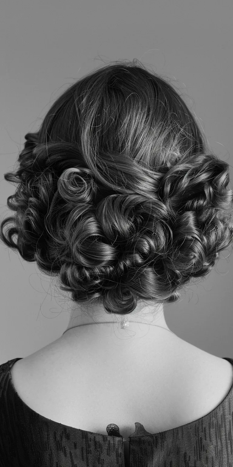 50s hairstyles women Milkmaid braid, Updo, Finger wave, Ringlets, Chignon