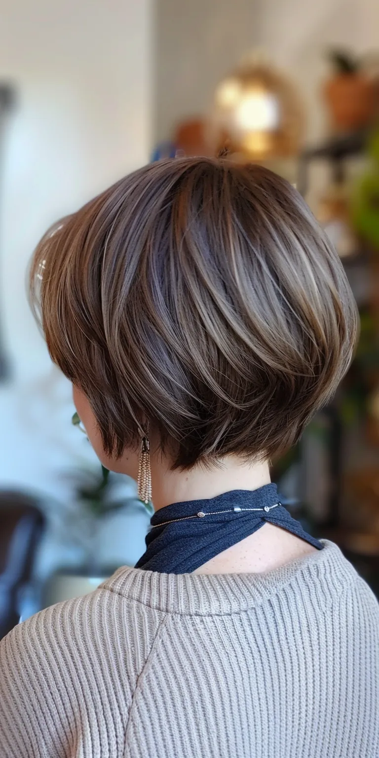 short layered bob hairstyles Asymmetric cut, Pixie Short brush Layered hair, Bob cut