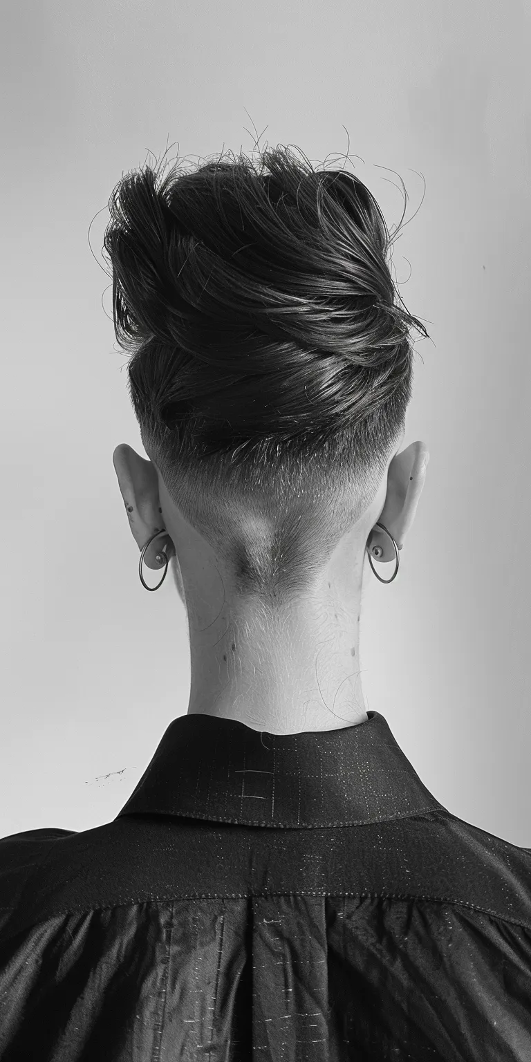 high fade hairstyle Asymmetric cut, Pompadour, Mohawk, Short brush back and sides