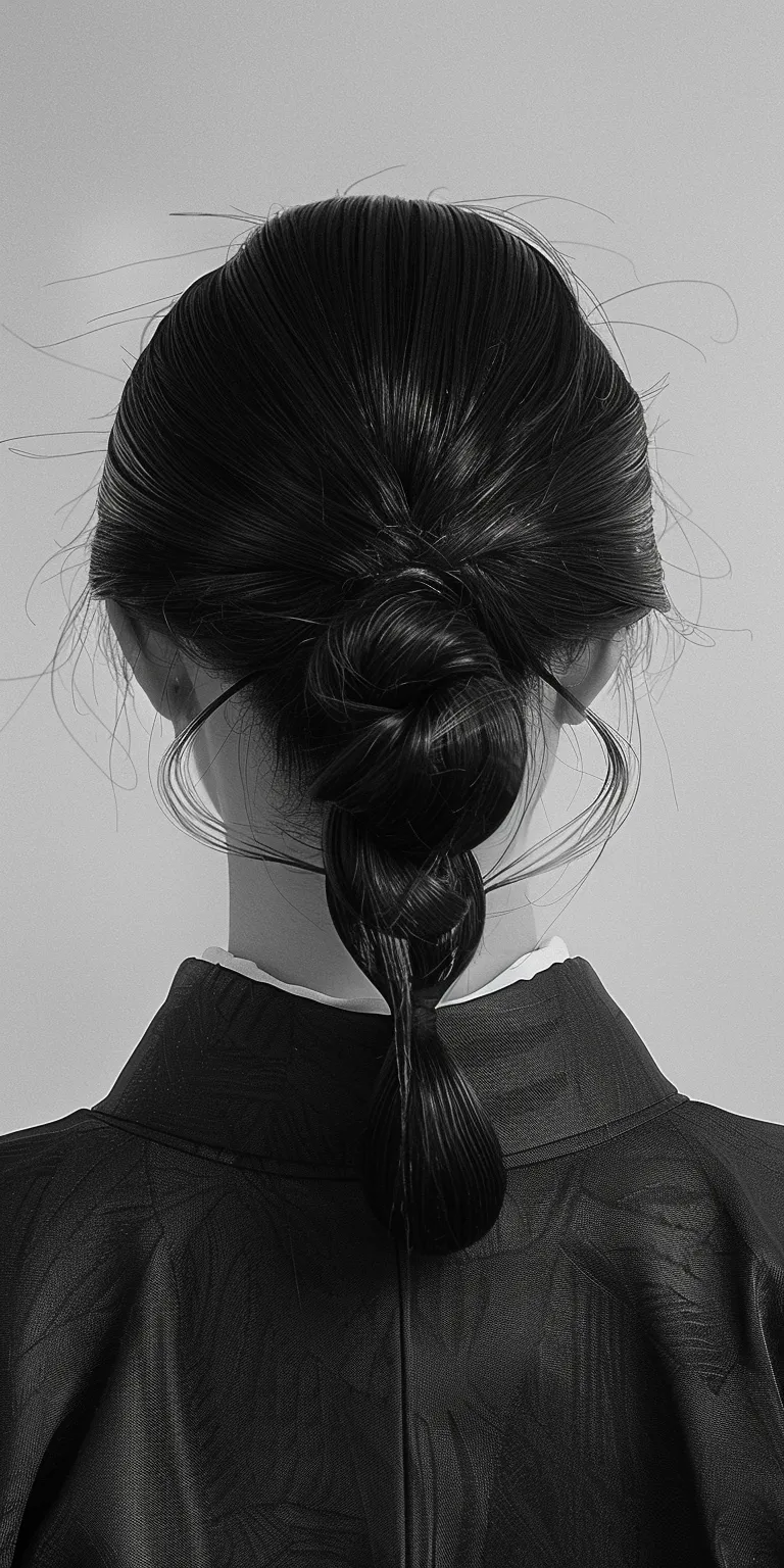 samurai hairstyle Chignon, French twist, braid, Updo, Japanese women's hairstyles