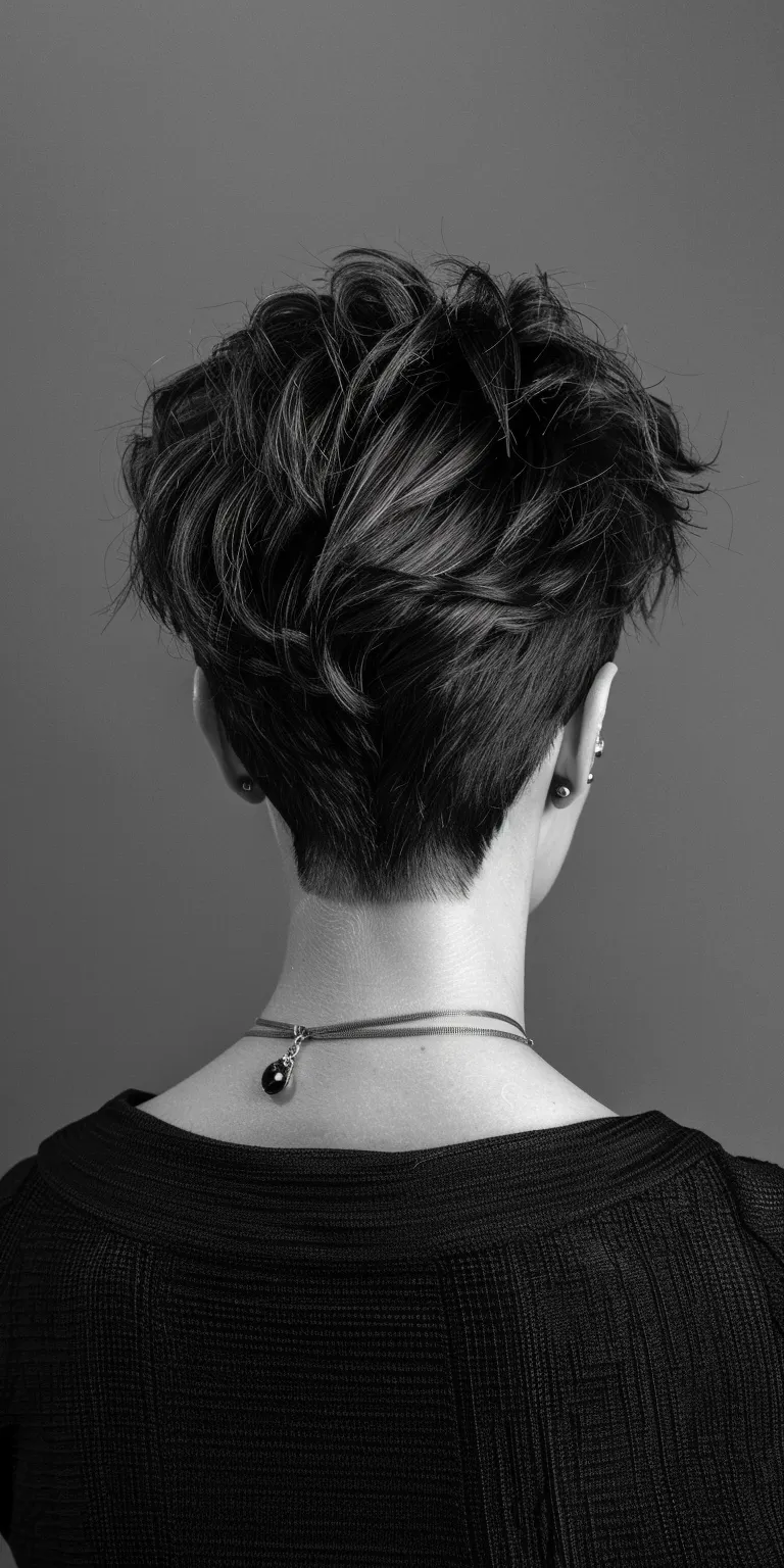 ideas for short hair styles Asymmetric cut, Short brush Pixie back and sides, Pompadour