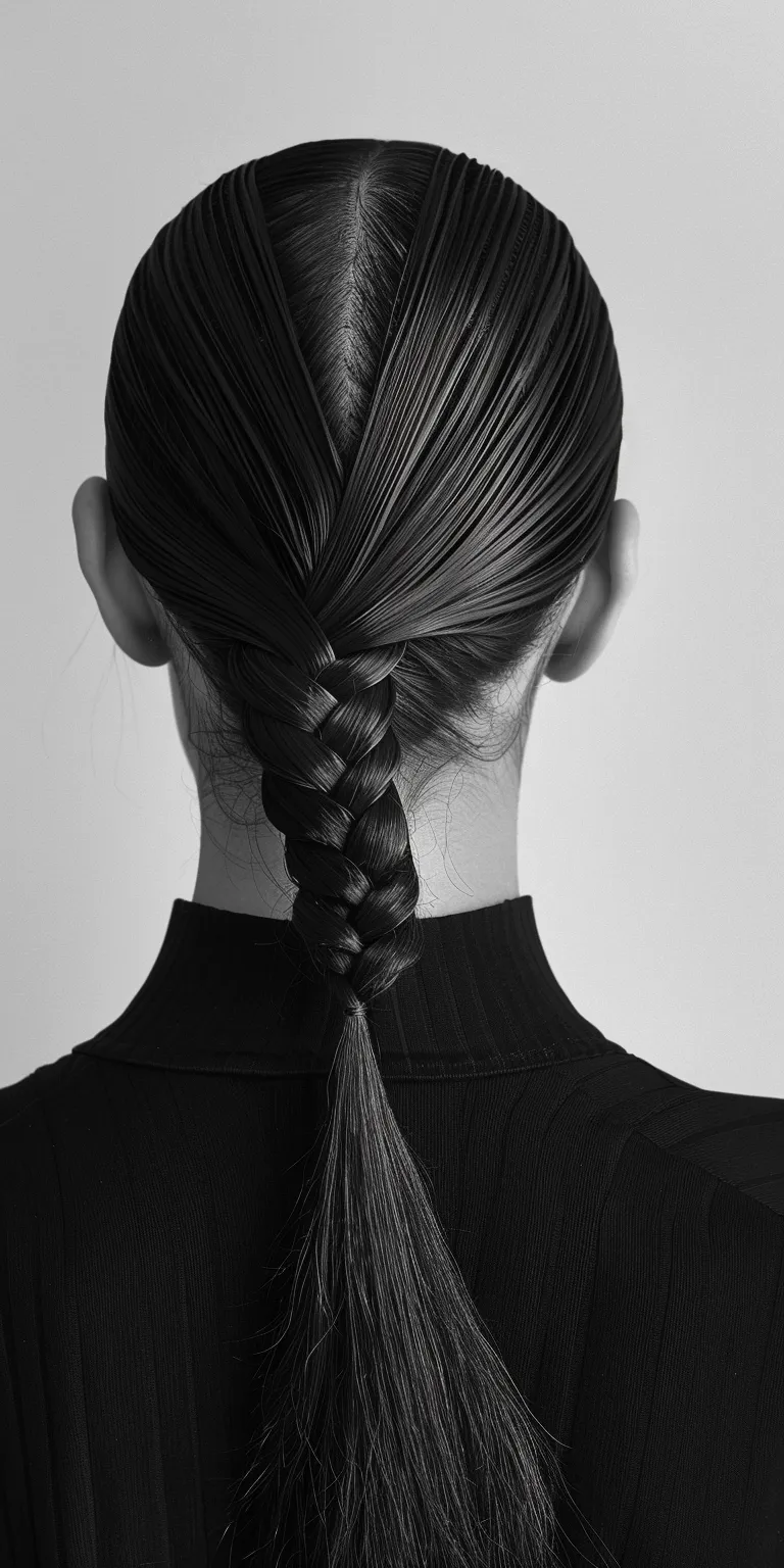 slick back braided ponytail French twist, braid, Braid, Chignon, Waterfall braids