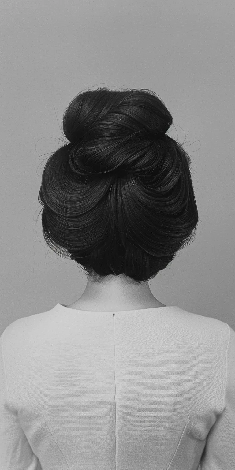 60's hairstyles Chignon, Updo, Ballerina bun, Japanese women's hairstyles, French twist