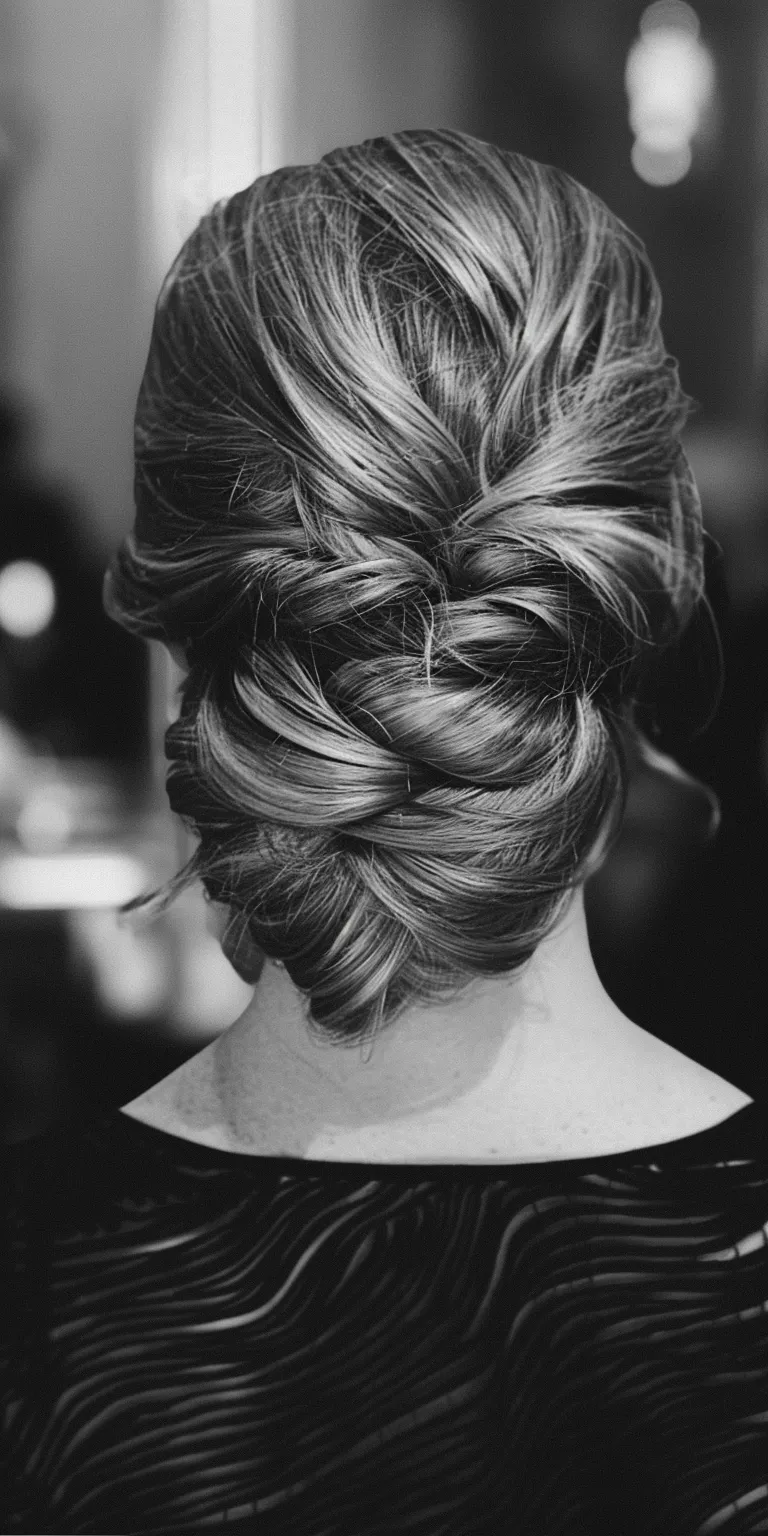 jlo hairstyles Chignon, Updo, French twist, braid, Milkmaid braid