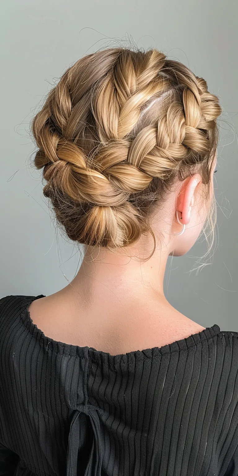 halo braid Updo, Milkmaid braid, French twist, Waterfall braids