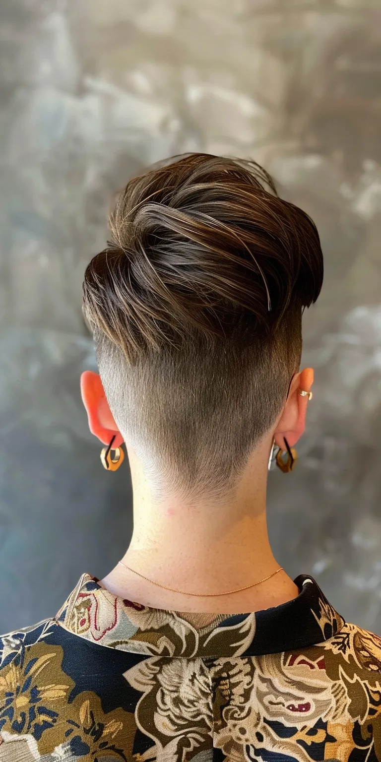 undercut hair styles Pompadour, Asymmetric cut, Short brush Mohawk, French twist