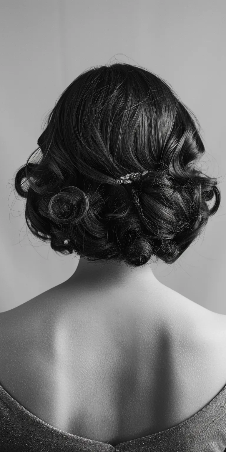 formal hair styles Finger wave, Chignon, Milkmaid braid, Updo, Ringlets