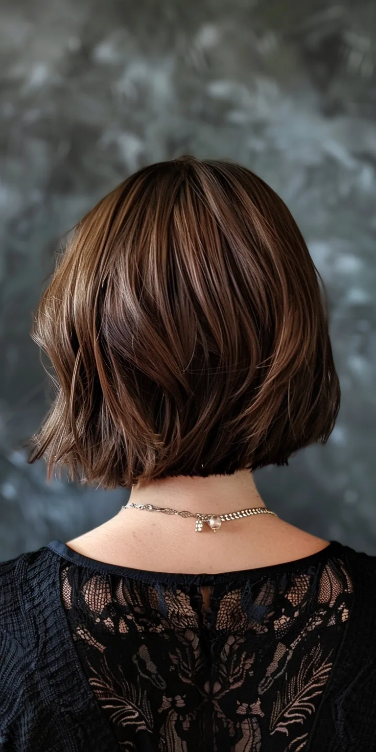 medium short haircuts for women Asymmetric cut, Bob Butterfly haircut, Short brush Stacked bob