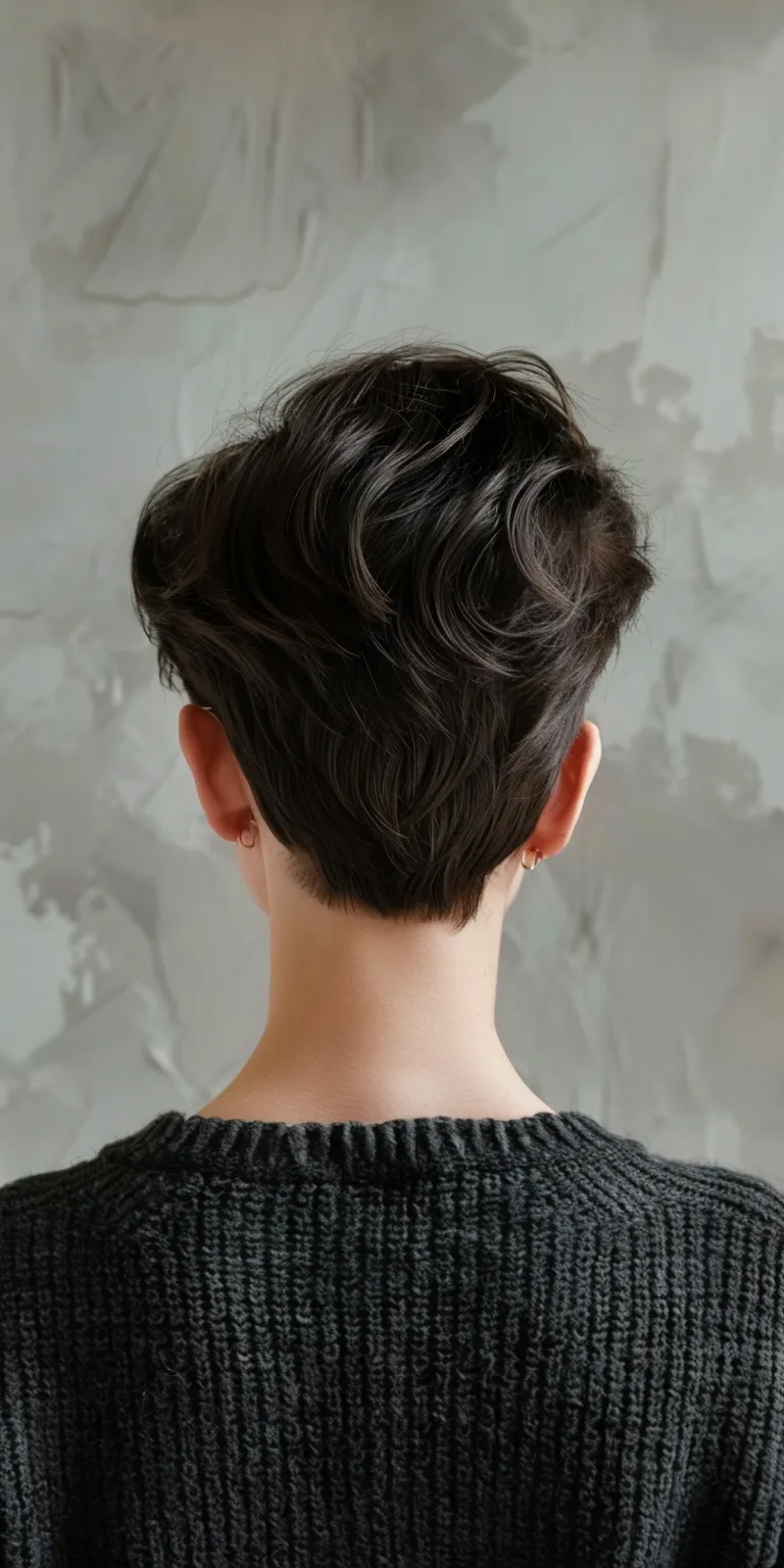 pixie haircuts Asymmetric cut, Pompadour, Digital perm, Layered hair, Short brush cut