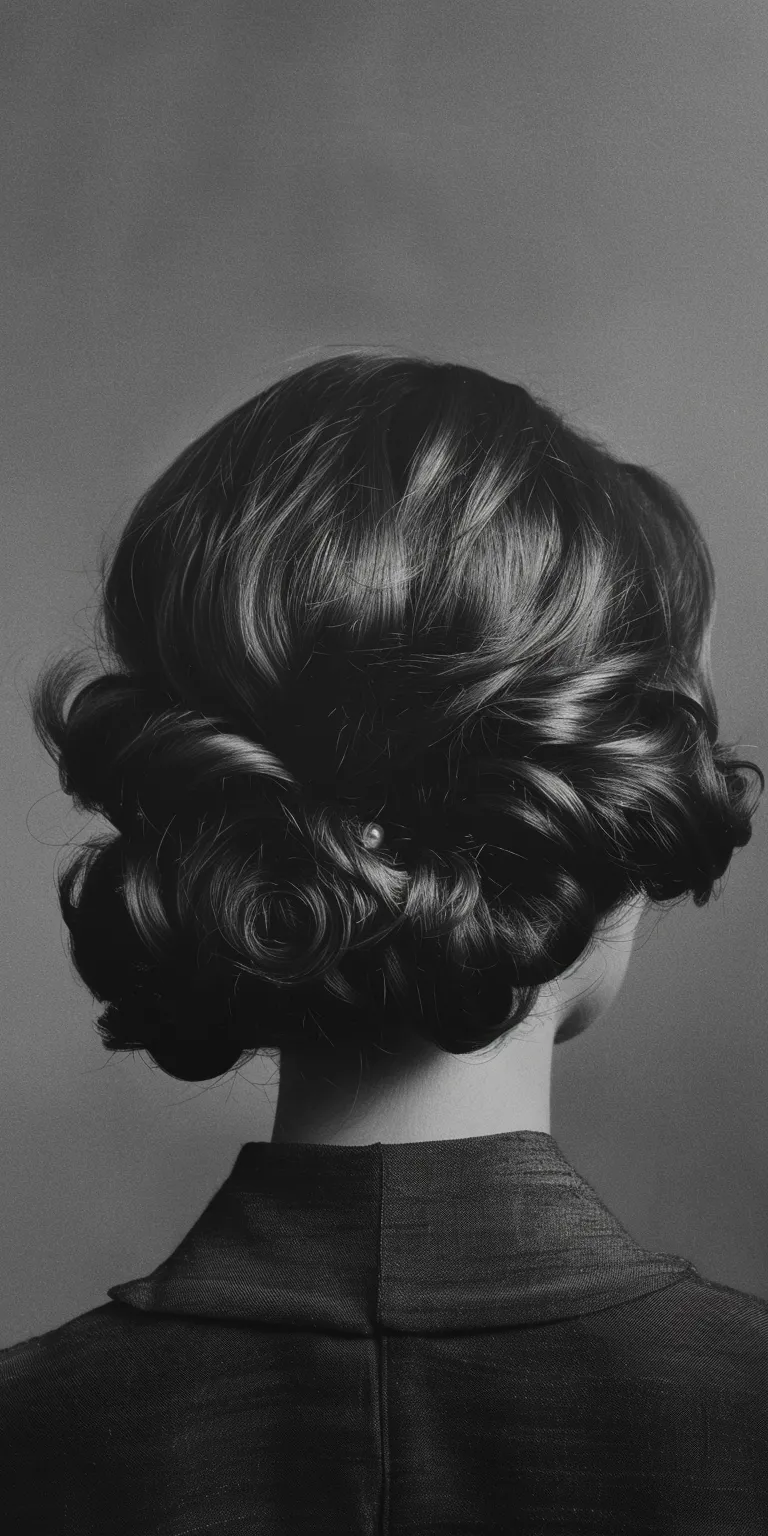 1960 hairstyles Chignon, Finger wave, Updo, Milkmaid braid, French twist