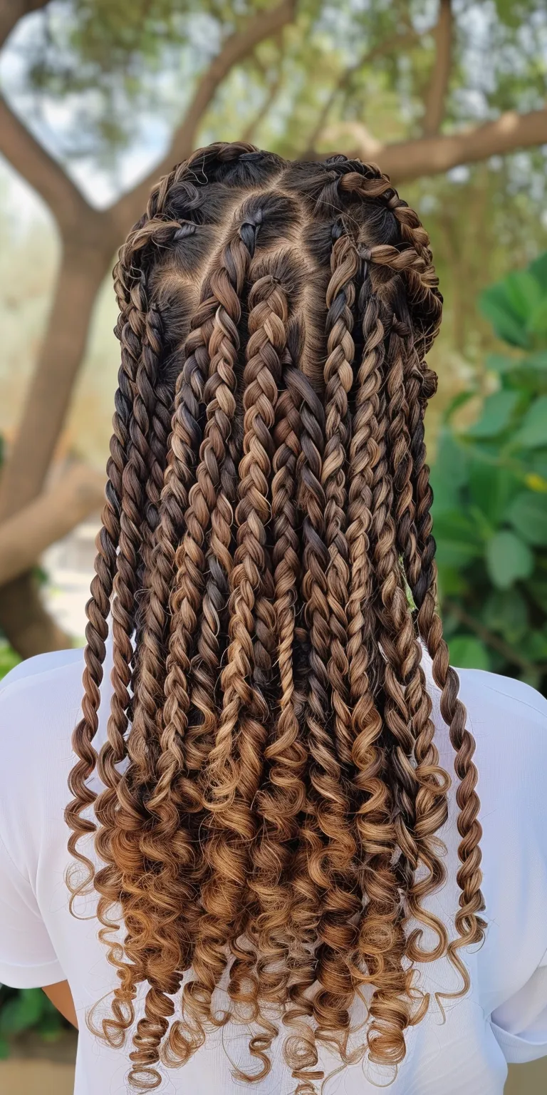 brown box braids Waterfall braids, Boho Hair twists, Crochet Braid