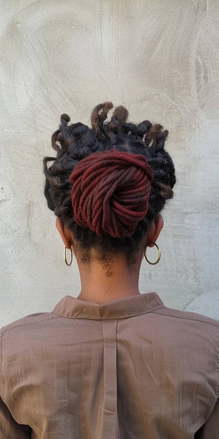 soft locs French twist, Hair twists, Updo, Crochet braids, Chignon