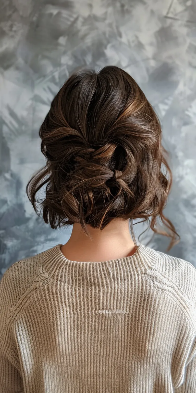 cute hairstyles for shoulder length hair Updo, Chignon, Ballerina bun, French twist, Milkmaid braid