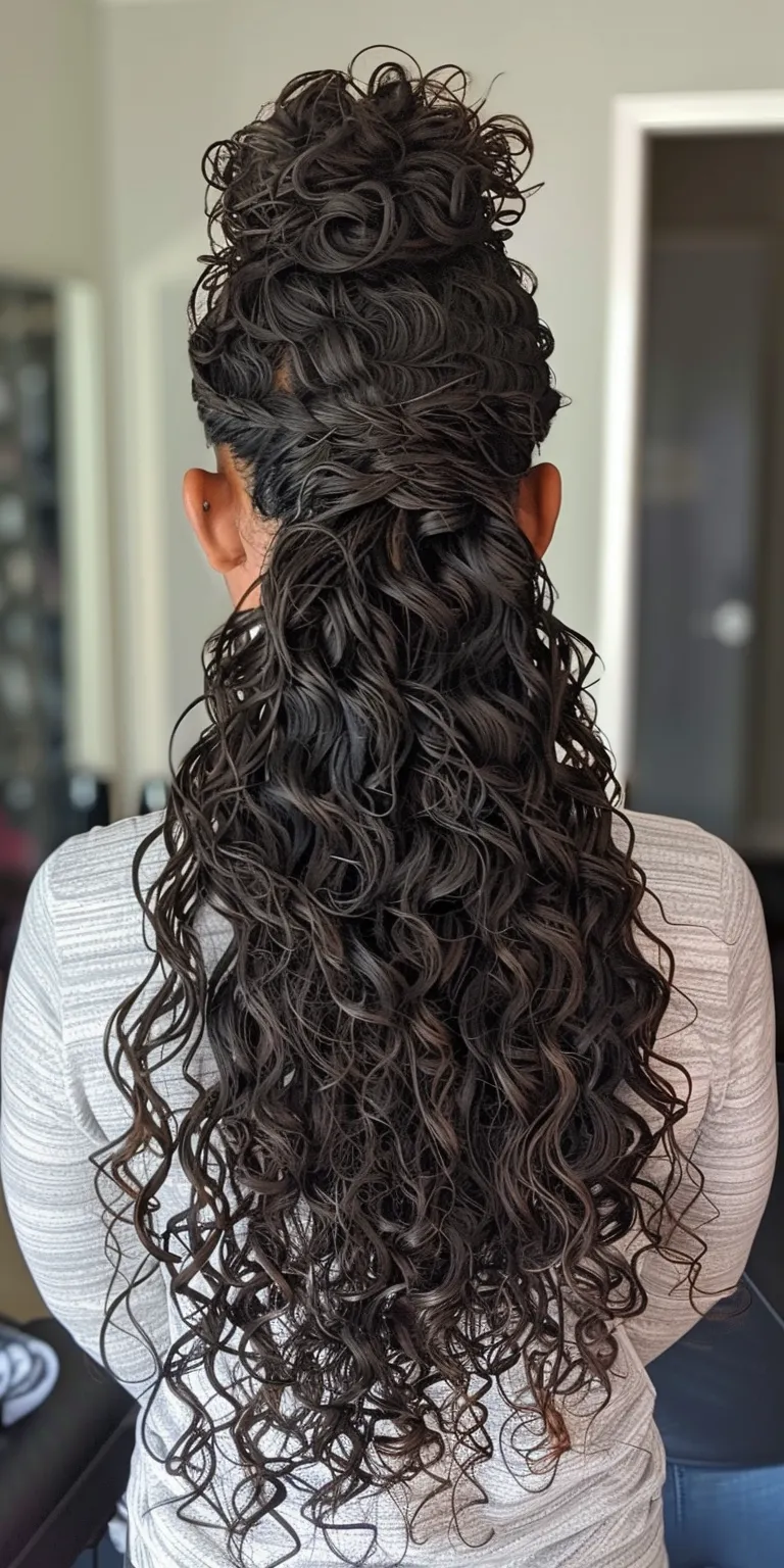 curly weave hairstyles Digital perm, Waterfall braids, Layered hair, Ringlets, Mermaid hair