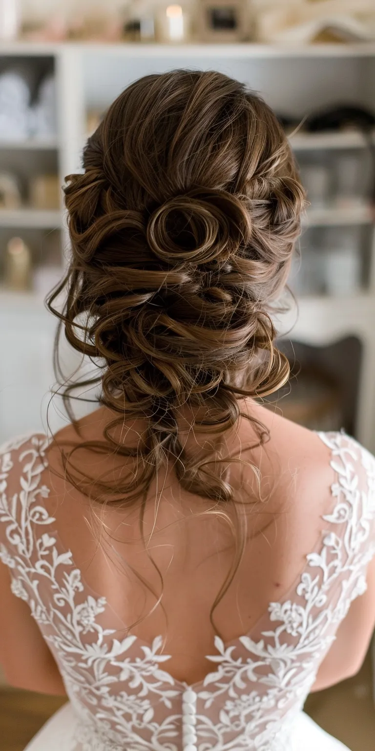 bridal hairstyles Updo, Milkmaid braid, Chignon, Waterfall braids, French twist