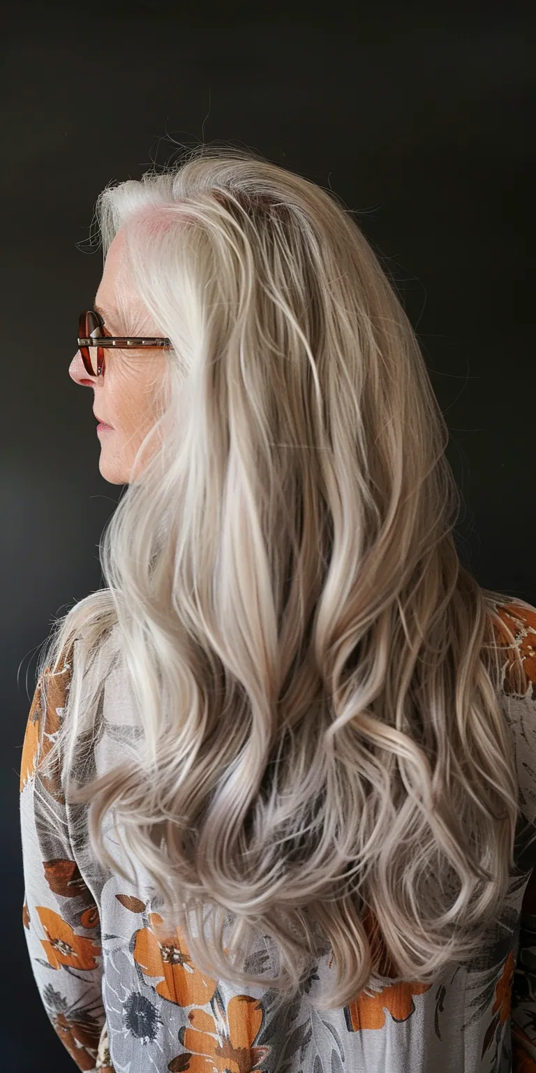 long hairstyles for women over 60 Layered hair, Digital perm, Extensions, Mermaid Feathered hair