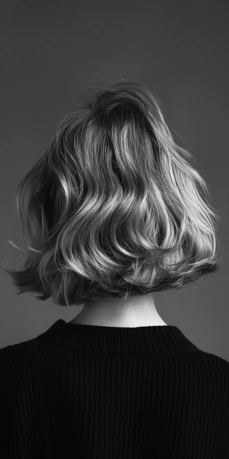 wavy bob Asymmetric cut, Bob Digital perm, Layered hair, Short brush cut