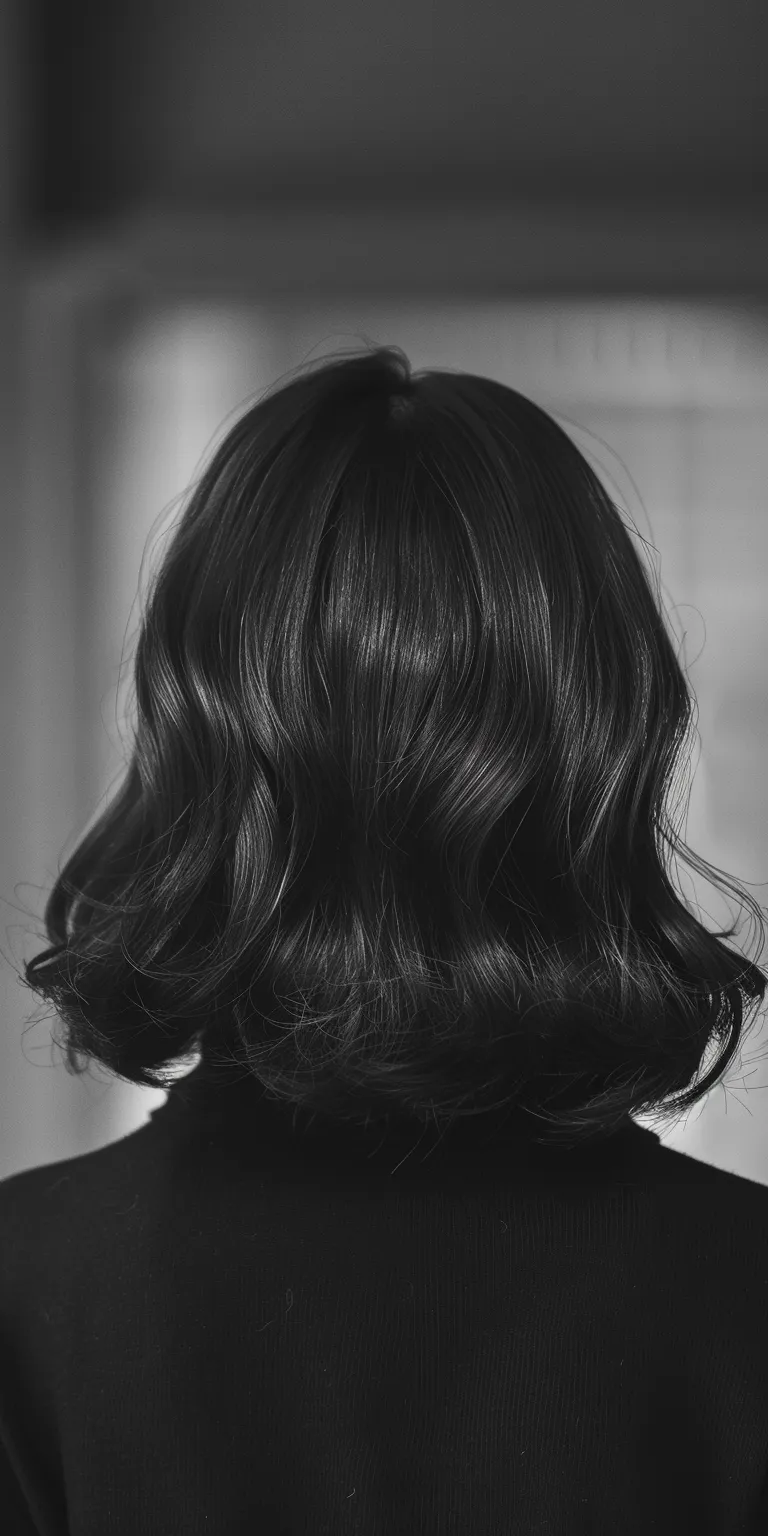 korean hair style Bob cut, Asymmetric Ringlets, Layered hair, Curtained