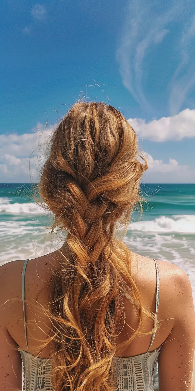 beach hairstyles Waterfall braids, Boho Mermaid hair, Braid, French braid