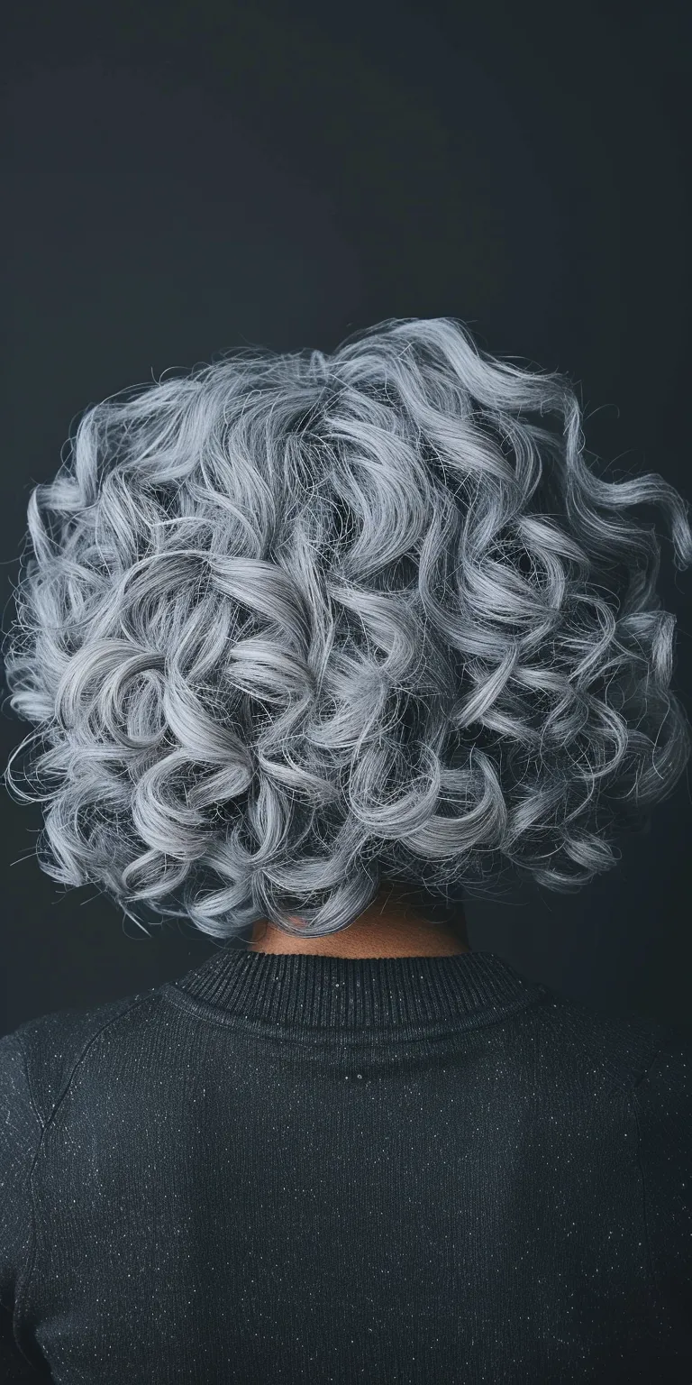 grey hair styles Digital perm, Asymmetric cut, Ringlets, Layered hair, Short brush cut