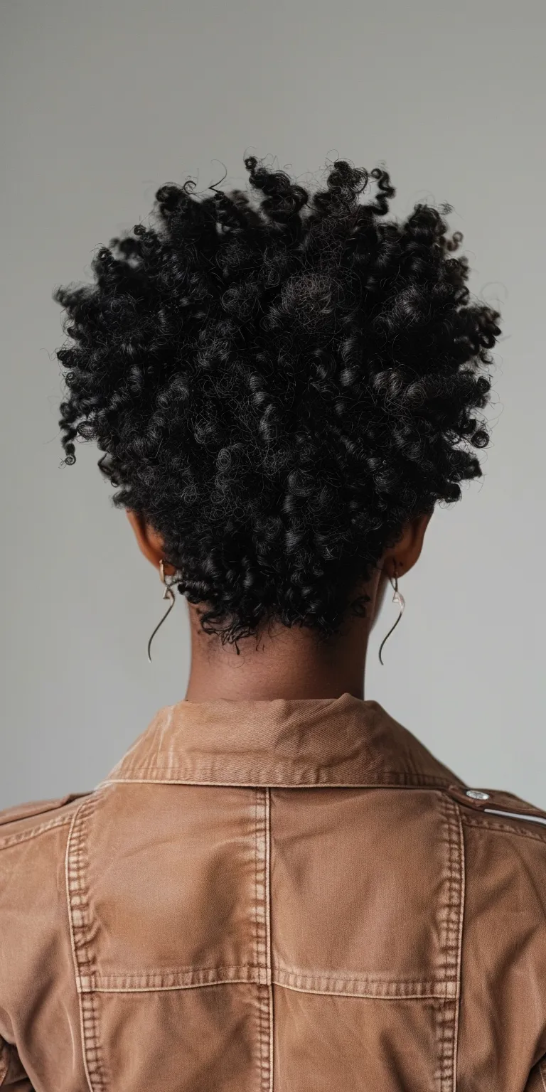 black natural hairstyles Kinky hair, Afro puffs, Digital perm, Asymmetric cut, Layered hair