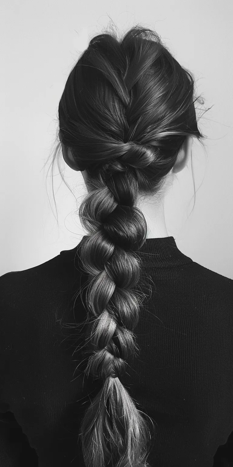 long ponytail French braid, Braid, Waterfall braids, Chignon, twist