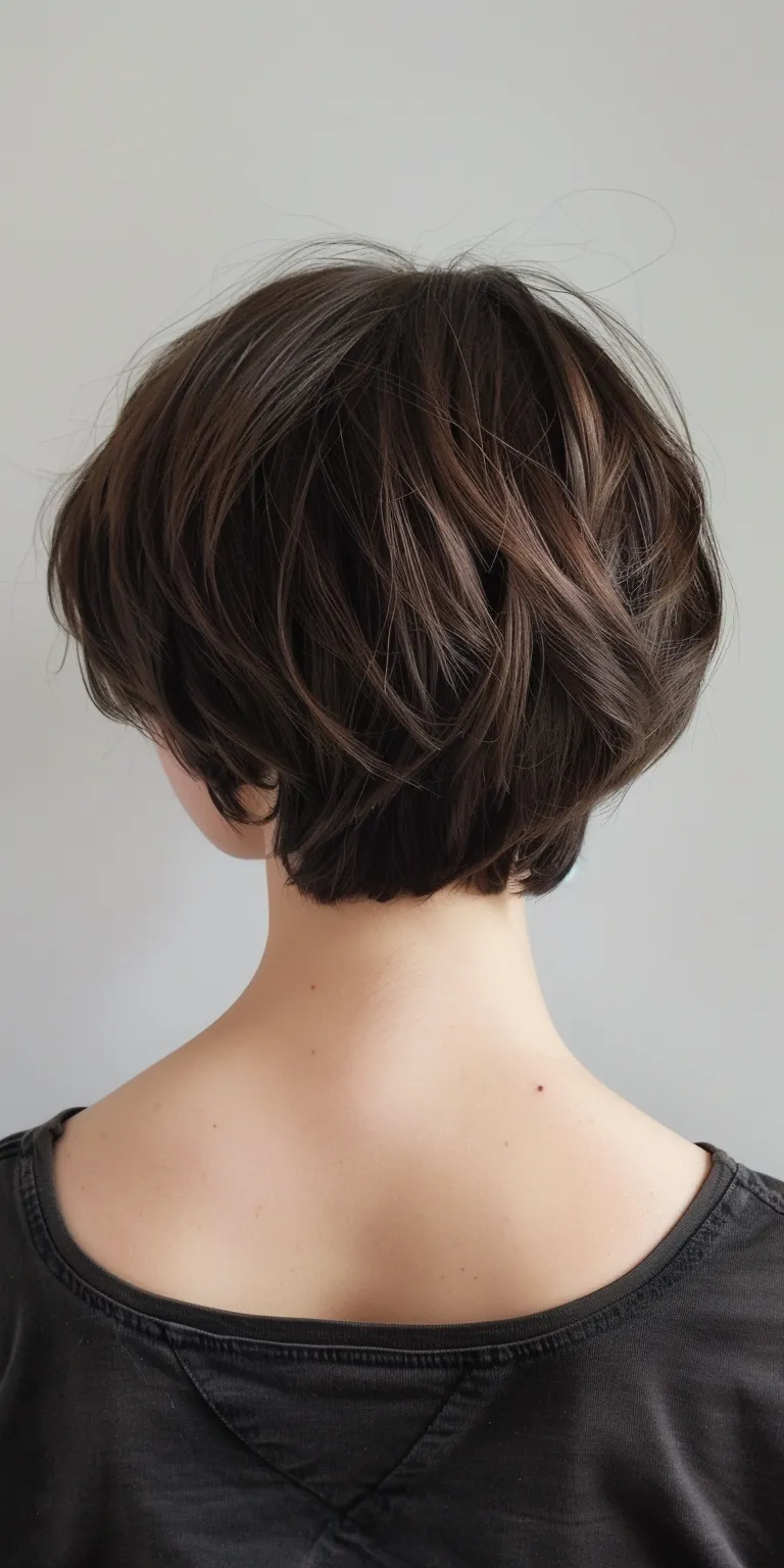 short layered bob hairstyles Asymmetric cut, Chignon, Pixie Bob Updo