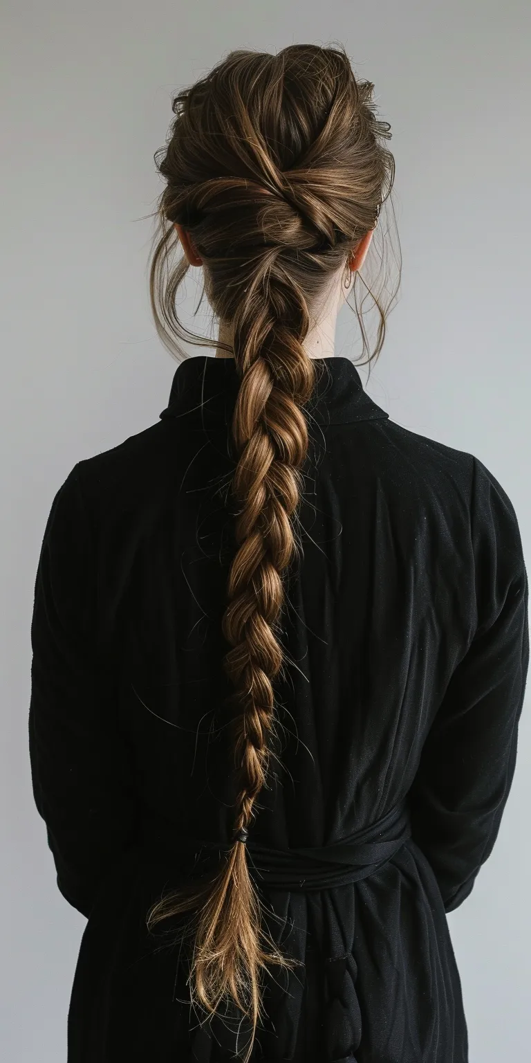 long braided ponytail French braid, Braid, Waterfall braids, Milkmaid Layered hair