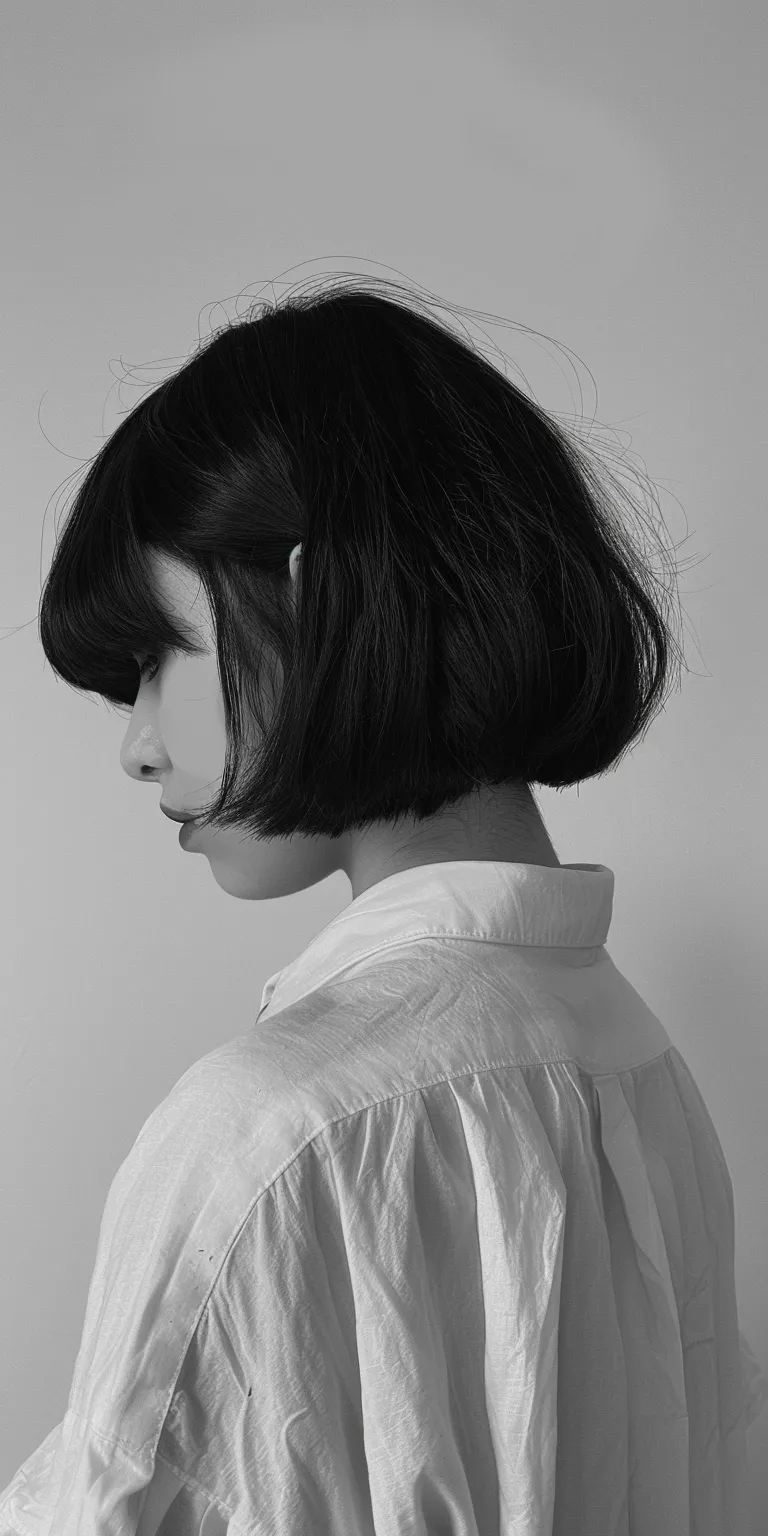 short hairstyles with bangs Asymmetric cut, Japanese women's hairstyles, Bob Hime Butterfly haircut