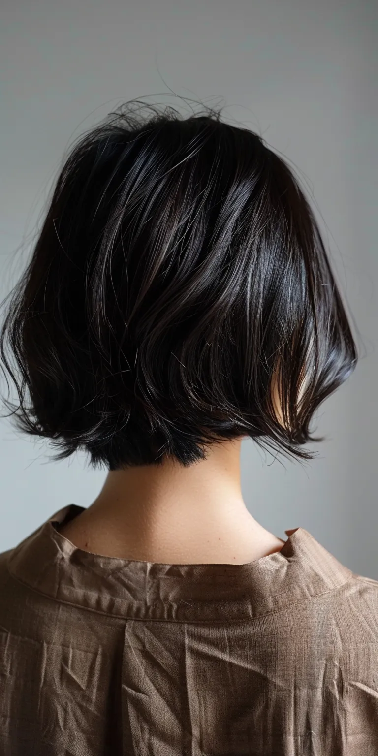 hairstyles for thin hair Asymmetric cut, Japanese women's hairstyles, Bob Short brush Layered