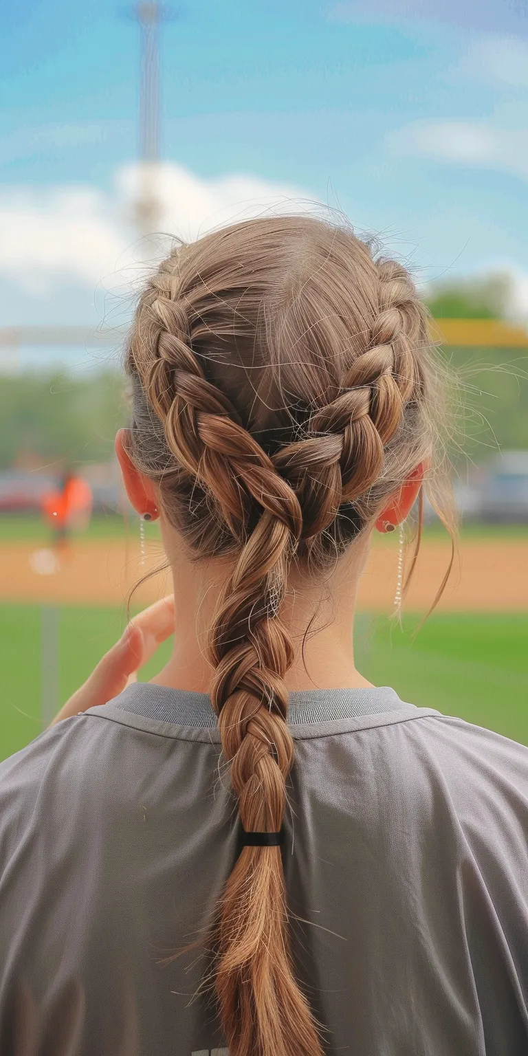 softball hairstyles Braid, French braid, Waterfall braids, Boho Milkmaid braid