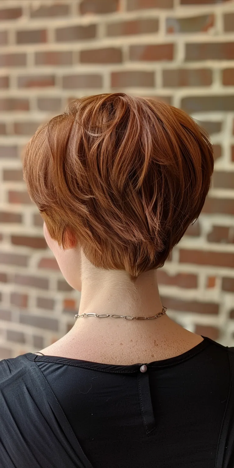 short hair styles Asymmetric cut, Short brush Pixie Butterfly haircut, French twist