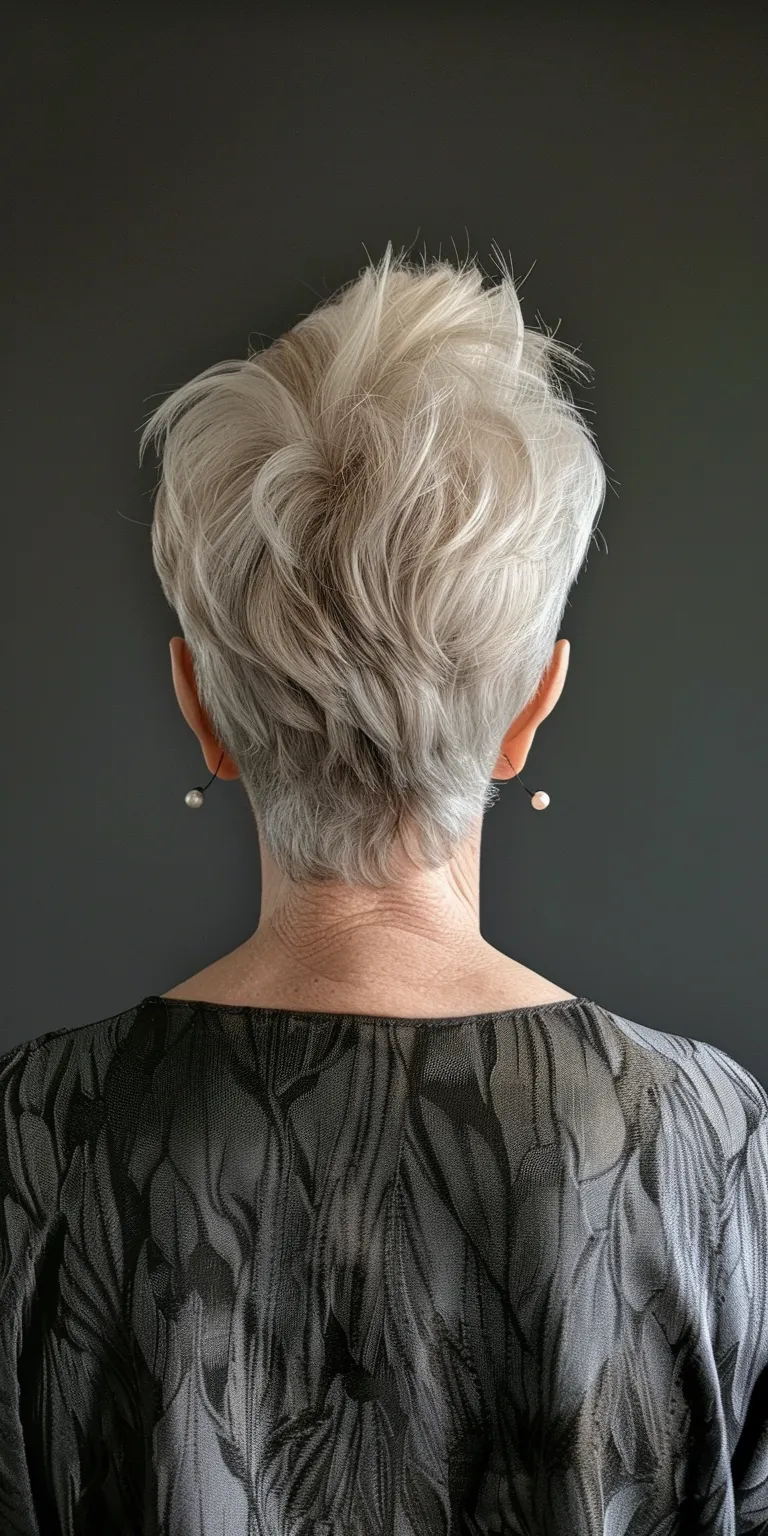 hairdos for older women Asymmetric cut, Digital perm, Short brush Pompadour, Updo