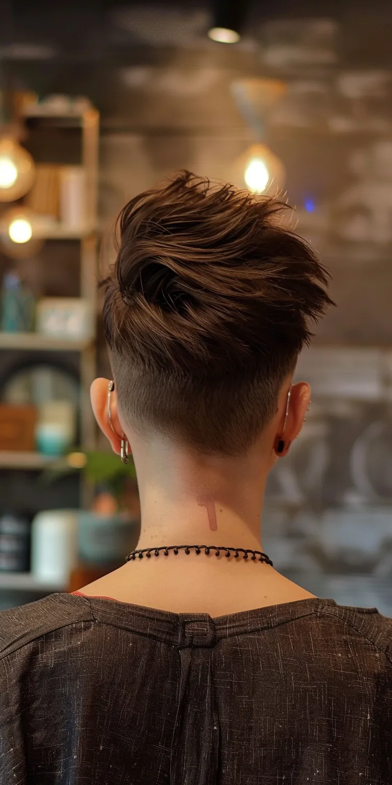 undercut hair styles Asymmetric cut, Short brush Butterfly haircut, Mohawk, back and sides