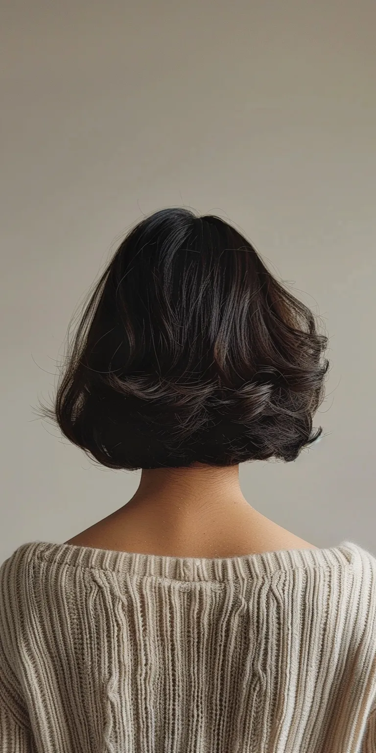 greasy hair styles Asymmetric cut, Layered hair, Digital perm, Japanese women's hairstyles, Bob cut