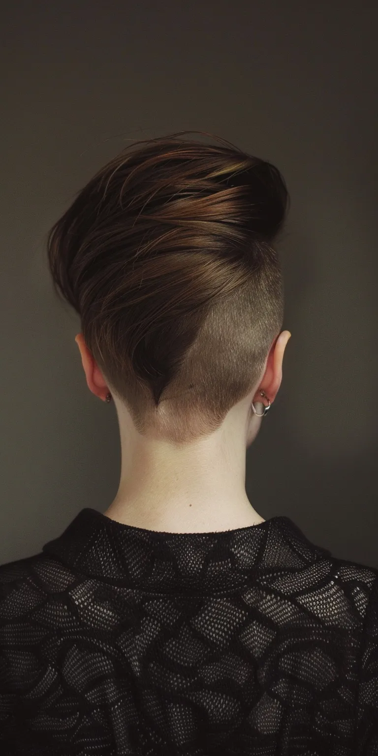 undercut slick back Asymmetric cut, Short brush Pompadour, Butterfly haircut, Professional cut