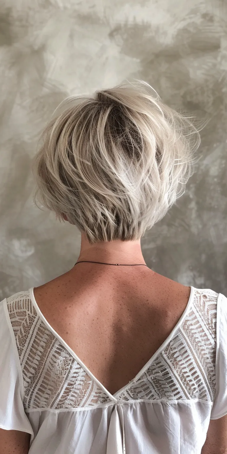 short hairstyles for mature women Asymmetric cut, Short brush Pixie Updo, French twist