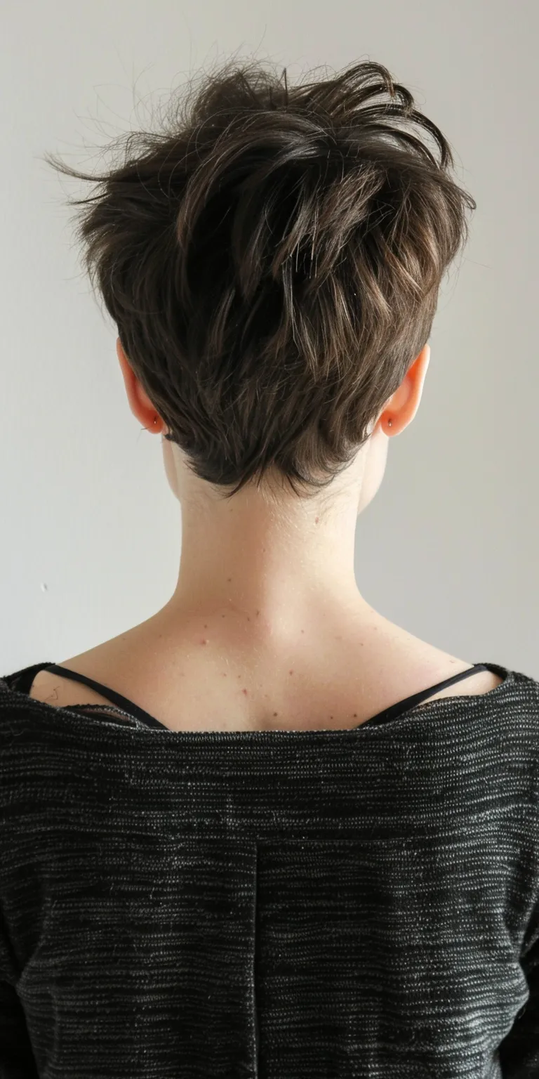 short thick hairstyles Asymmetric cut, Chignon, Short brush Pixie Tonsure