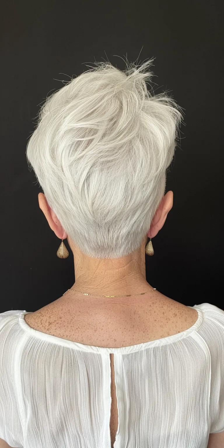 pixie cuts for women over 60 Short brush cut, Asymmetric Pompadour, Digital perm, Pixie cut