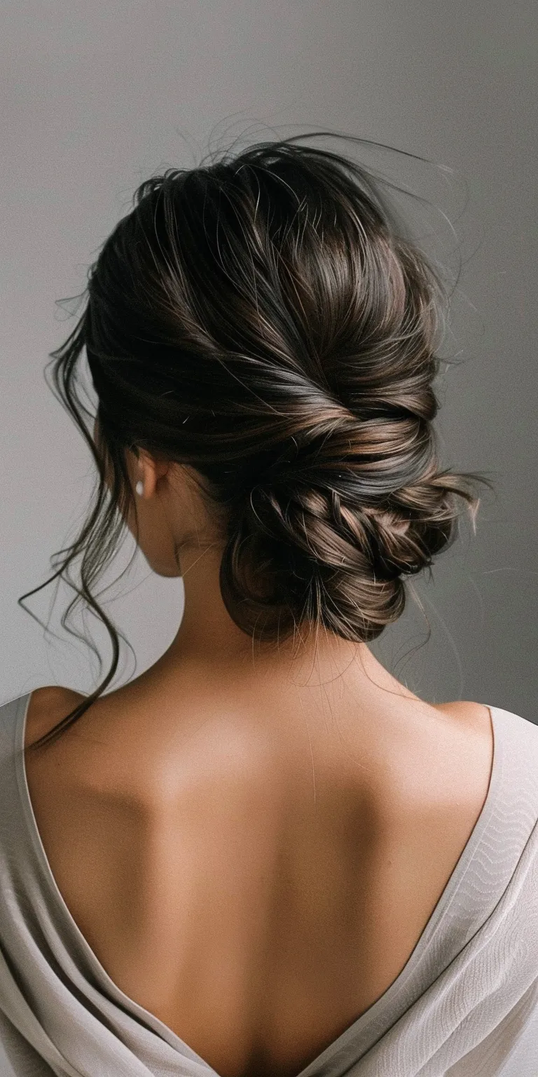 low bun hairstyles Chignon, Updo, Milkmaid braid, French twist, Layered hair