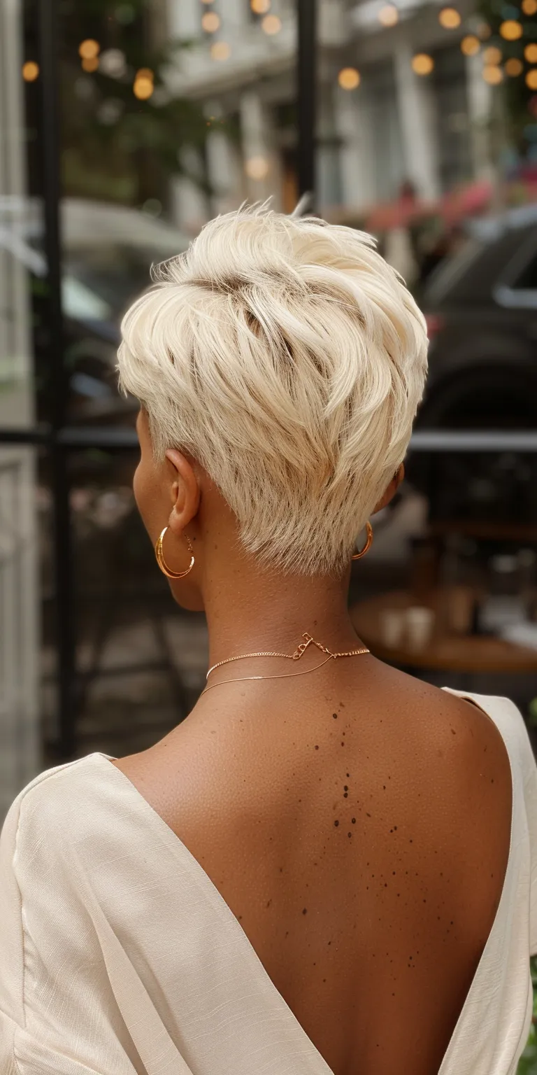 short blonde hairstyles Pixie cut, Short brush Asymmetric Butterfly haircut, hair