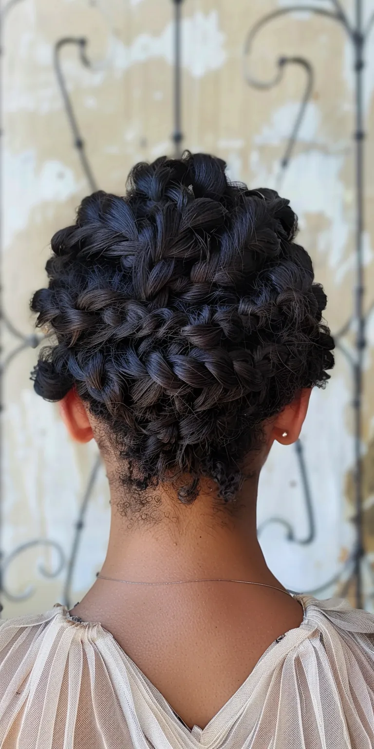 braided bun Waterfall braids, Digital perm, French twist, Updo, Hair twists