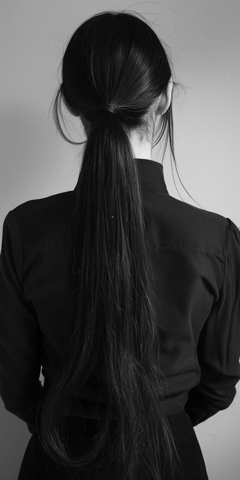 long ponytail Ponytail, Layered hair, Chignon, Japanese women's hairstyles, Asymmetric cut