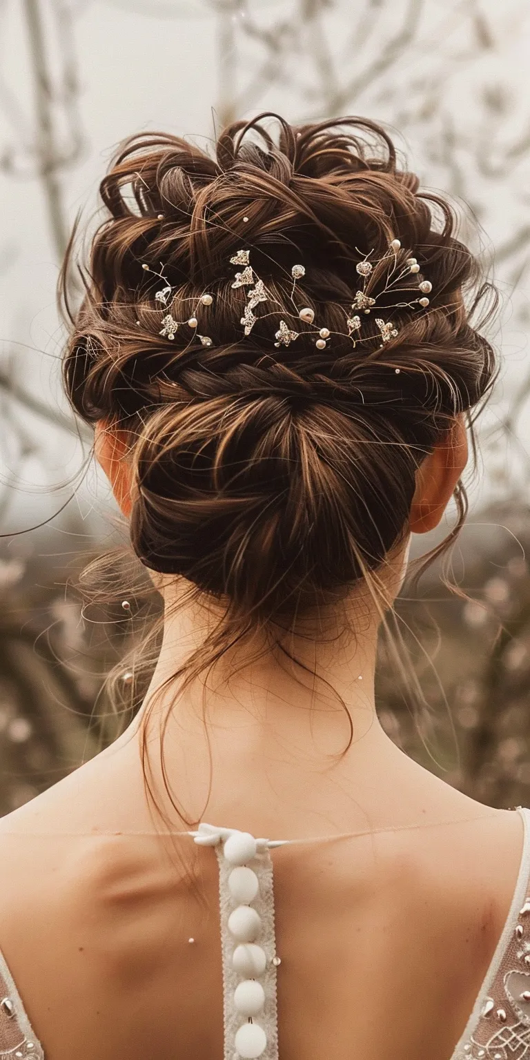 high bun hairstyles Updo, Milkmaid braid, Chignon, Ballerina bun, Boho braids