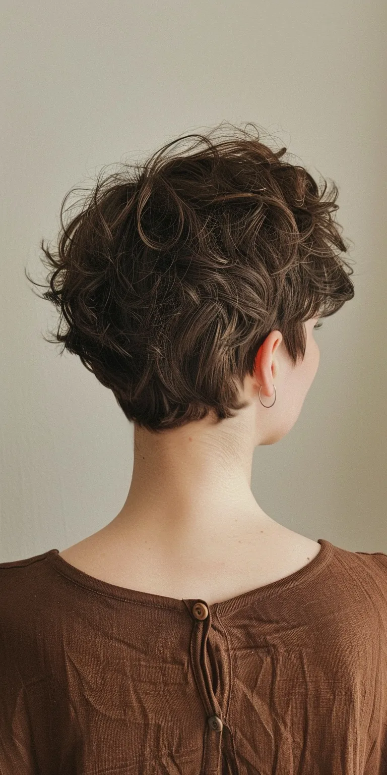 ideas for short hair styles Asymmetric cut, Layered hair, Digital perm, Pixie Chignon