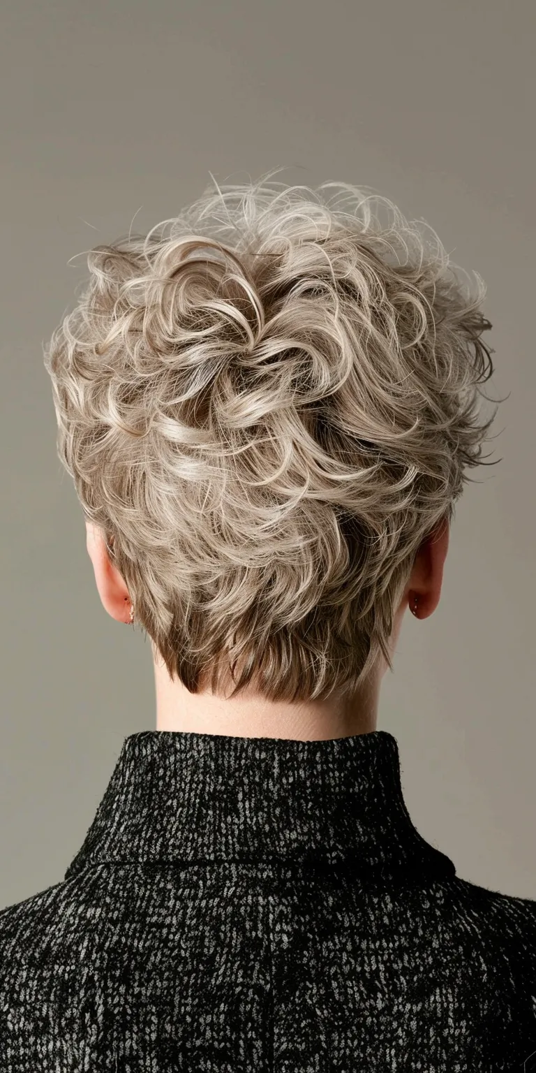 short haircuts for wavy hair Asymmetric cut, Layered hair, Digital perm, Feathered Frosted tips