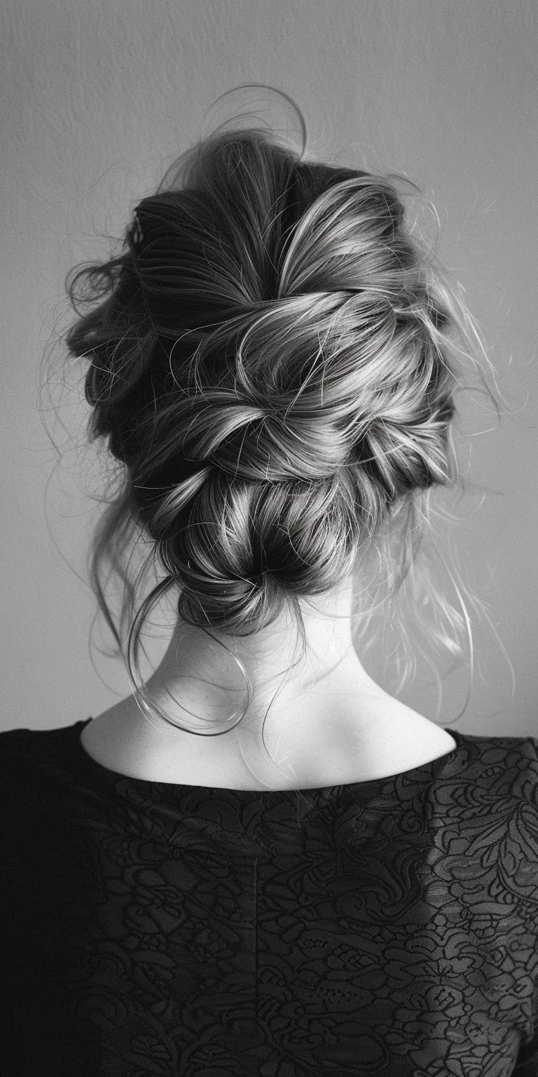 fringe hair styles Chignon, Updo, Milkmaid braid, Ballerina bun, French braid