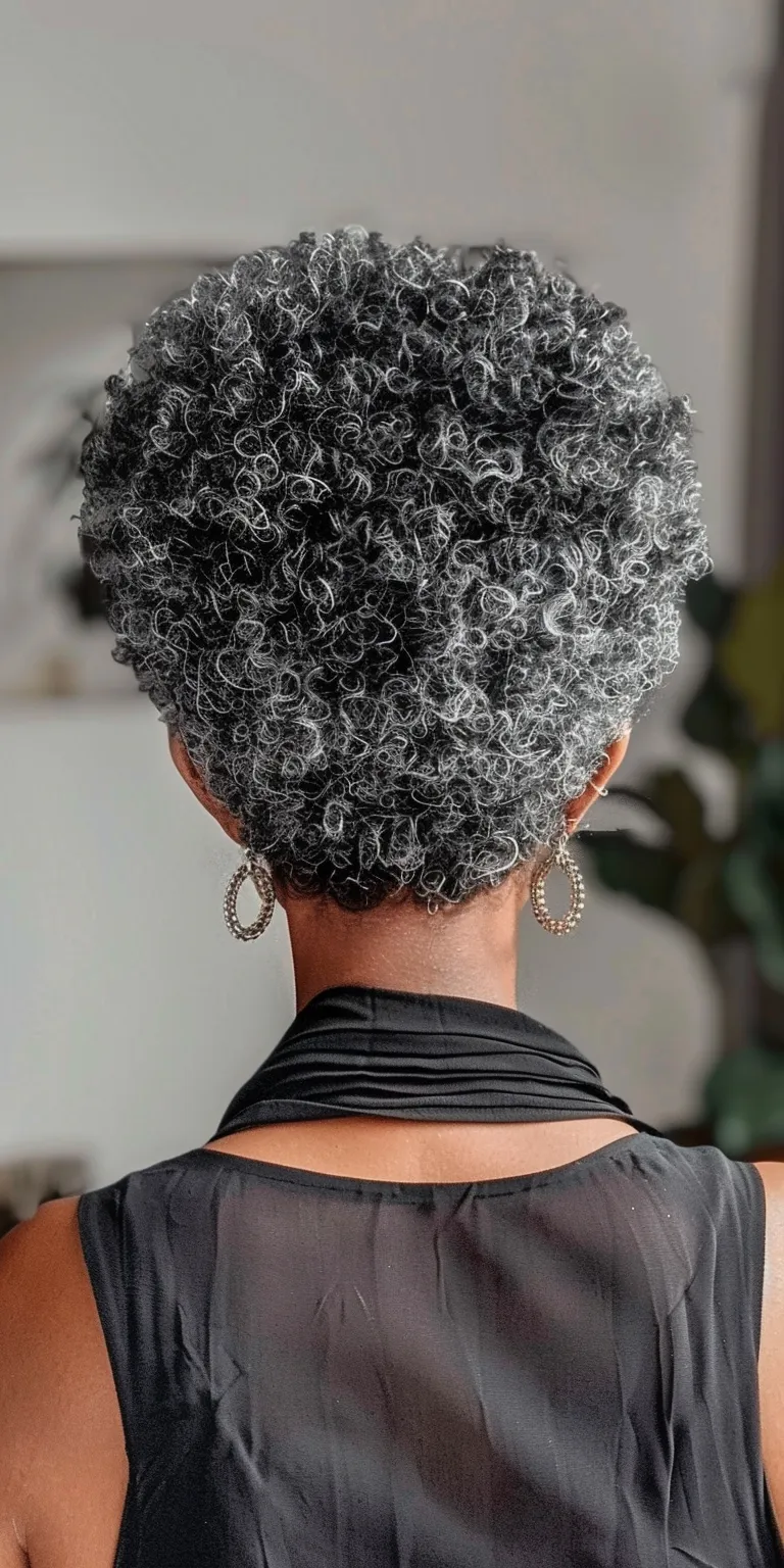 short afro hairstyles Afro puffs, Digital perm, Kinky hair, Asymmetric cut, Updo