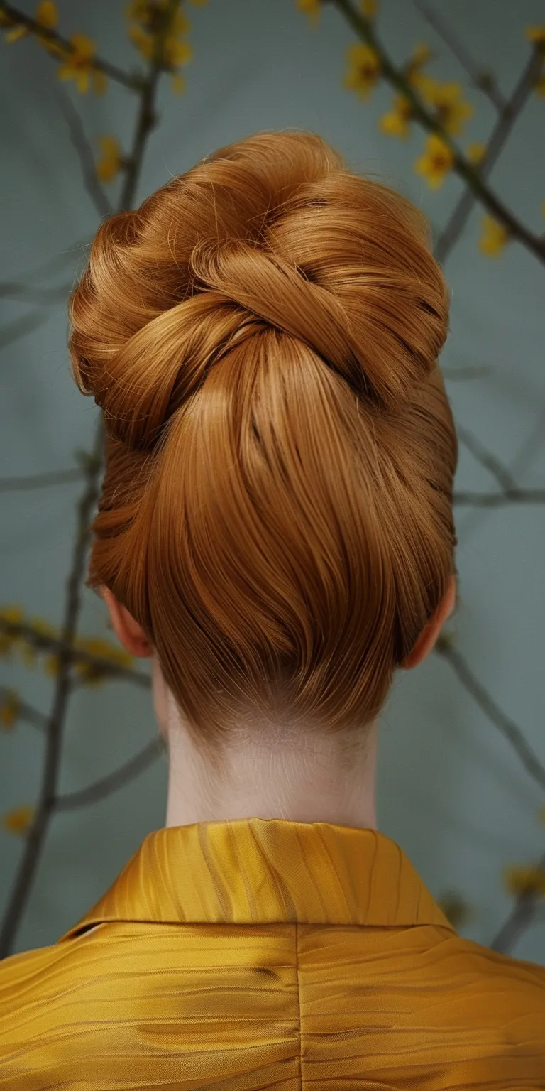 bee hive hair style Ballerina bun, Updo, Chignon, French twist, Pompadour