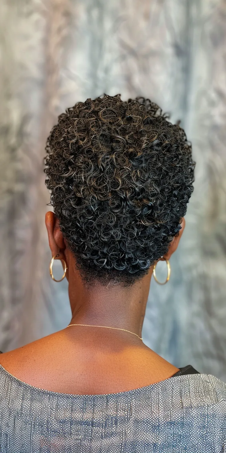 short natural haircuts for black females Digital perm, Asymmetric cut, Kinky hair, Short brush Afro puffs